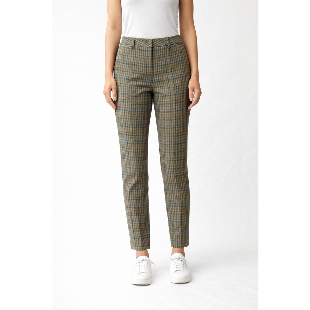 J McLaughlin Pants Becca Leggings Brown Green Plaid Skinny Stretch Sz 6 Straight